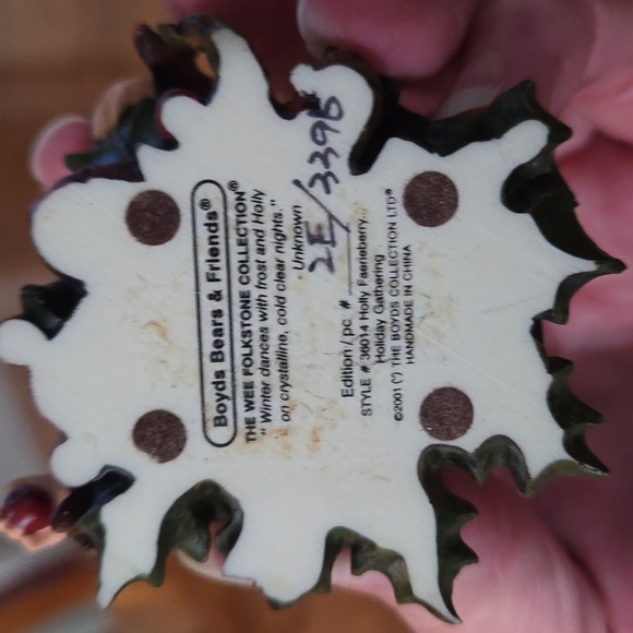 Holly Holiday Gathering Fairy Figurine Boyds Bears Wee Folkstones - Picture 3 of 7